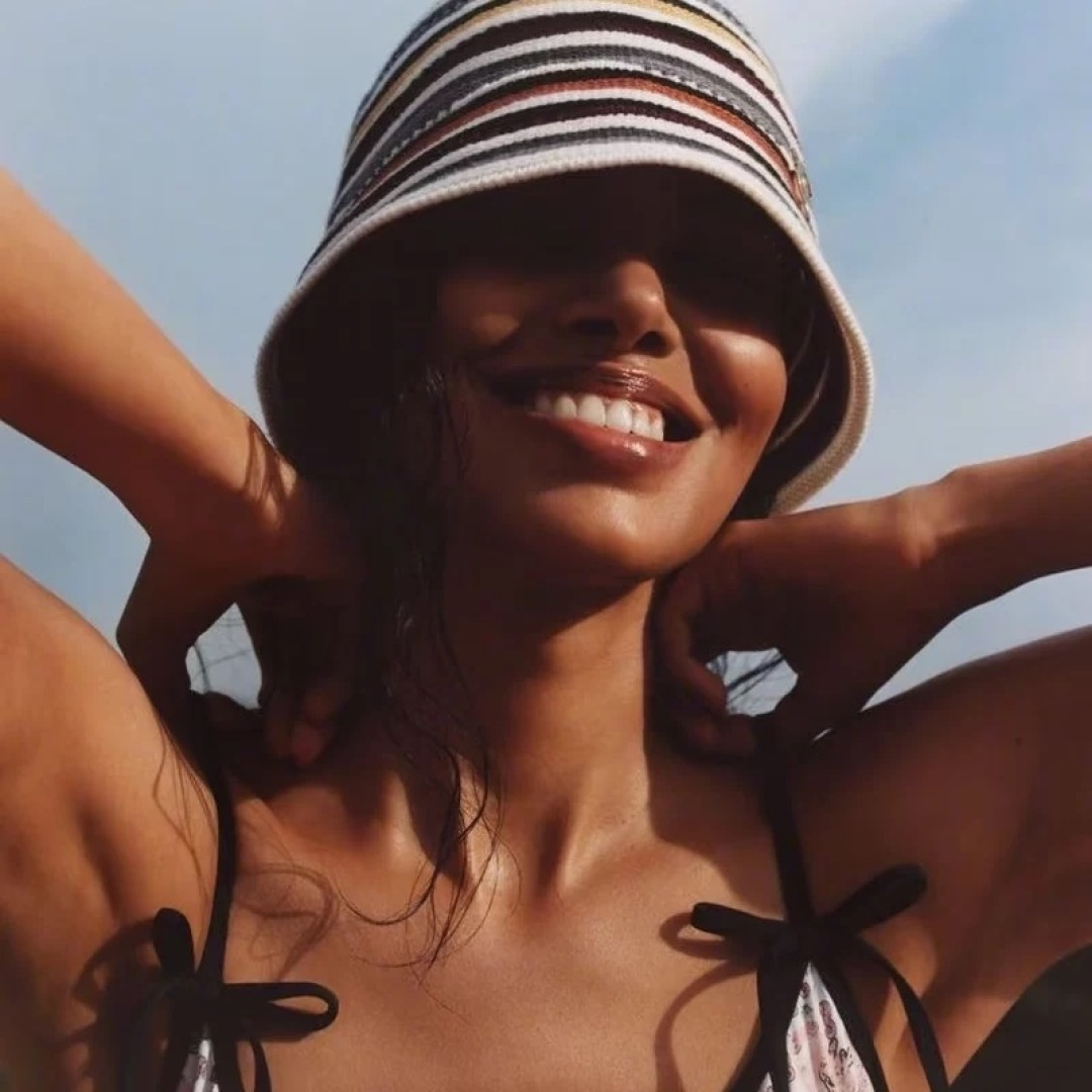 Chanel 26M Coco Beach Rainbow Striped Bucket Hat