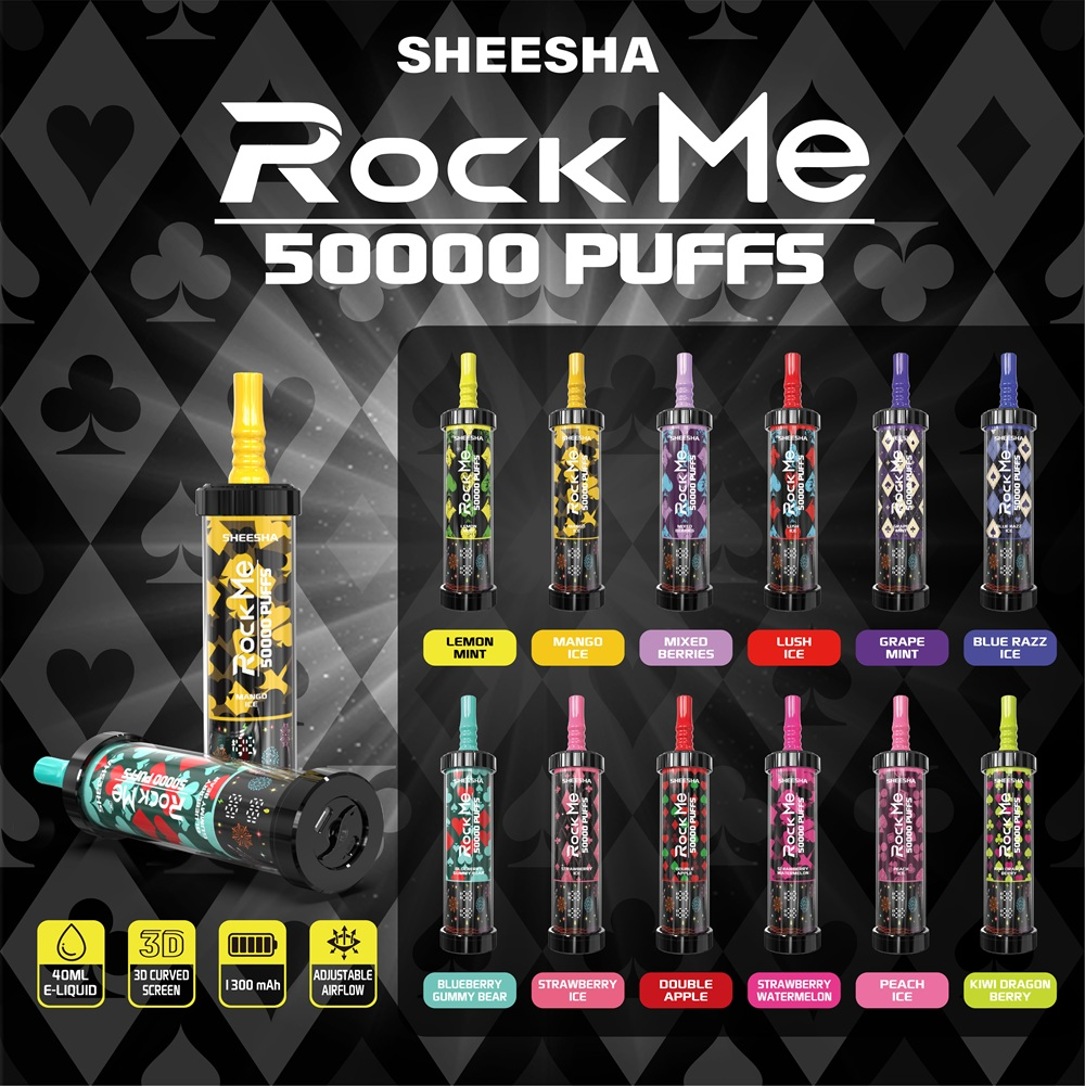 【New Arrive】ROCK ME SHEESHA 50K Puffs Latest Original LCD Display Disposable Vape Pen