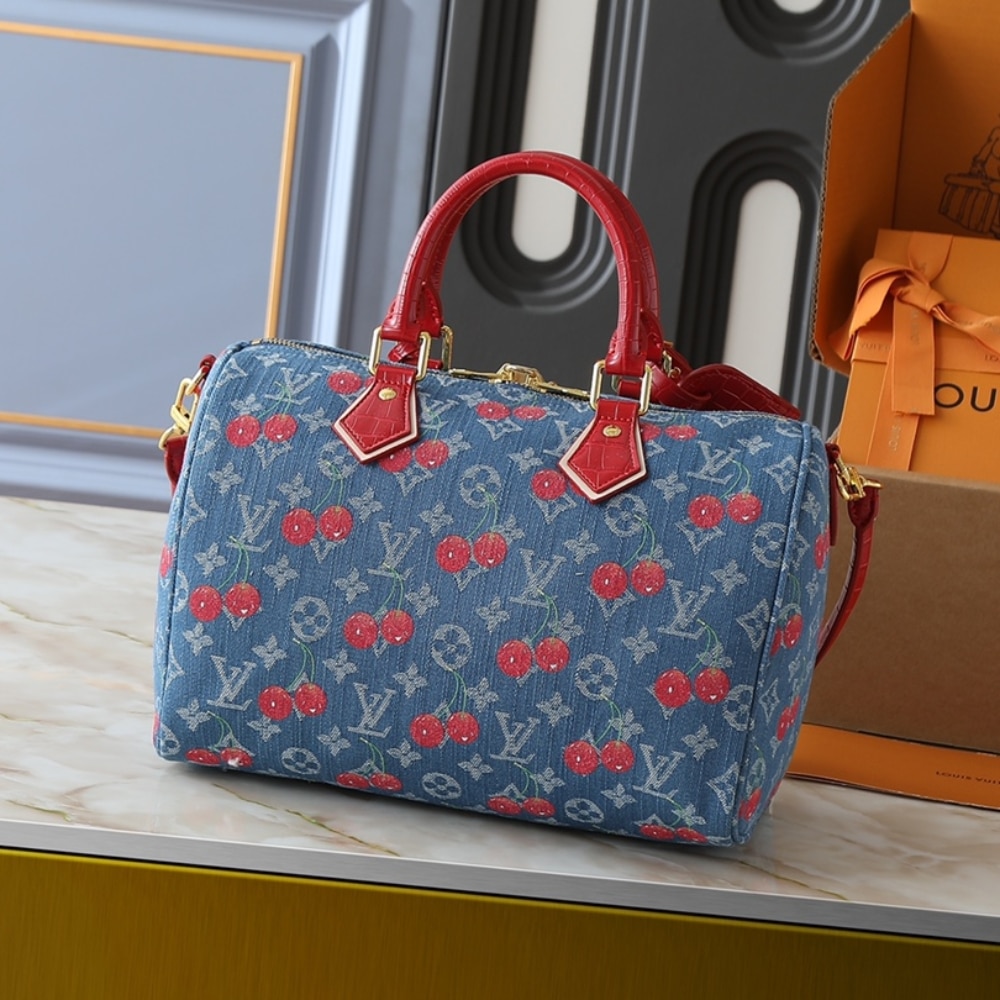 Louis Vuitton X Takashi Murakami Bolsa Speedy Soft 30 Monogram Denim Blue 30Cm N87627
