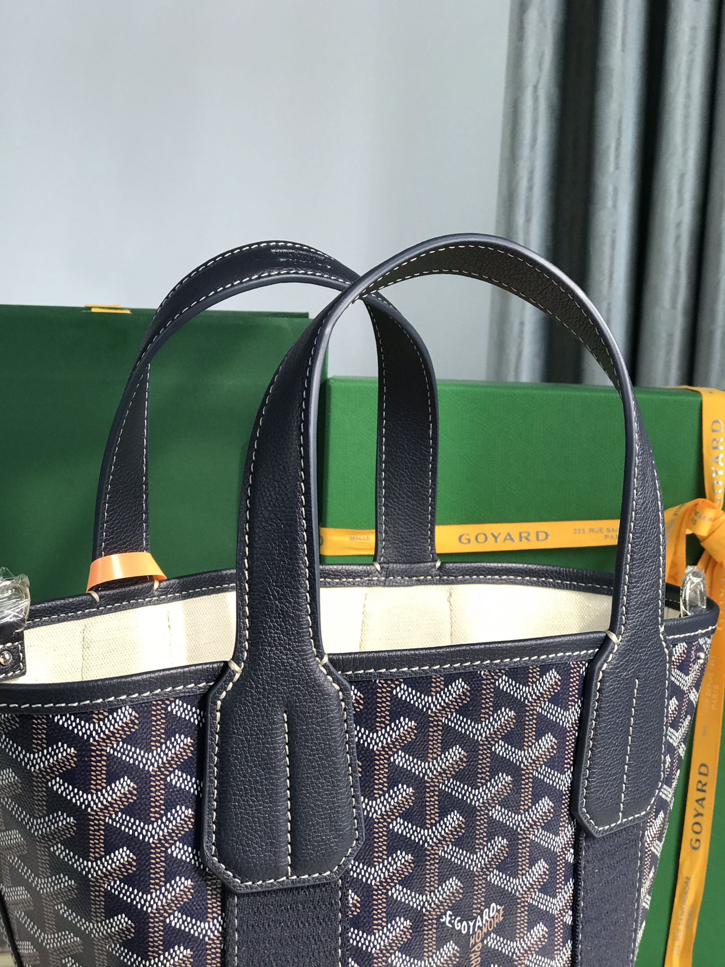 Goyard Small Belharra 24 Cm Navy Blue Goyardine Canvas And Lambskin