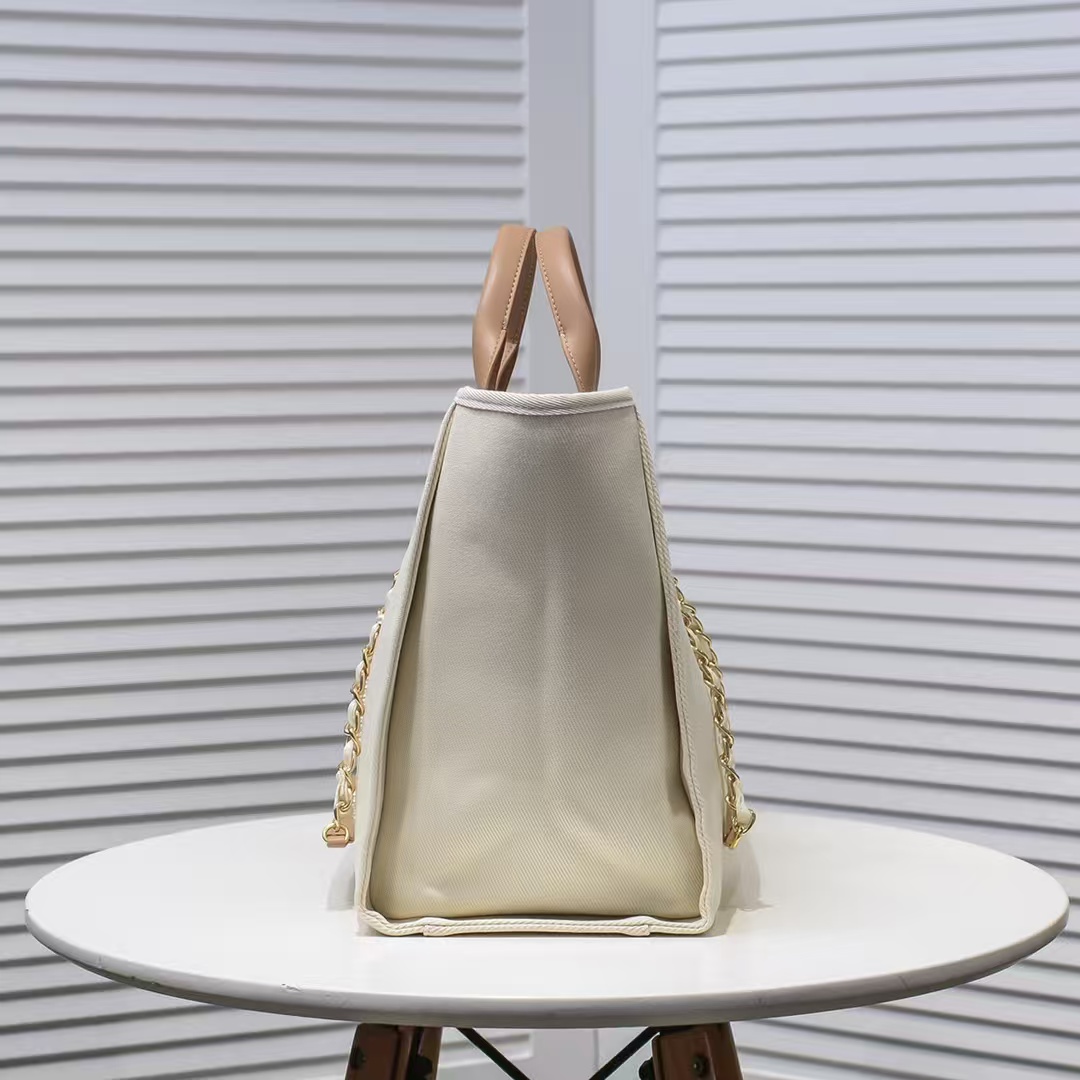 Chanel Cc Canvas Pearl Deauville Beige 38cm