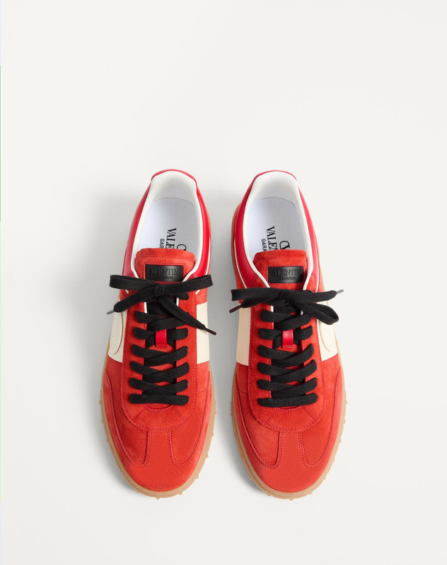 VALENTINO UPVILLAGE LOW TOP SNEAKER IN SPLIT LEATHER AND CALFSKIN NAPPA LEATHER