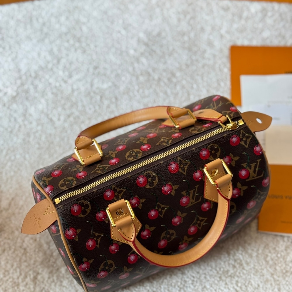 Louis Vuitton X Takashi Murakami Monogram Cerise Speedy 25 Gold Hardware Brown 25cm