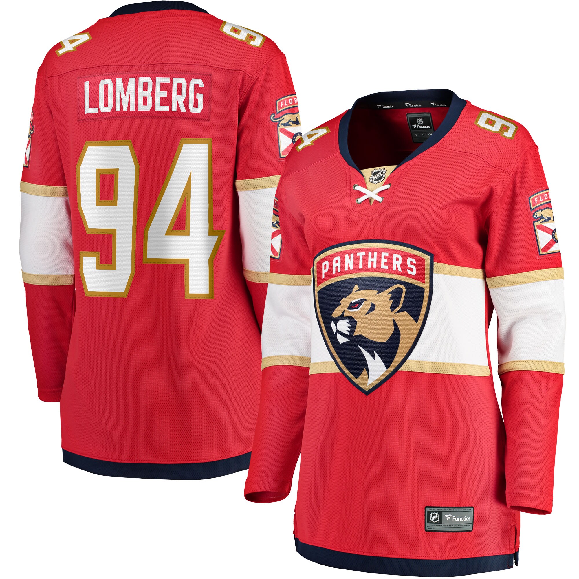 Ryan Lomberg Florida Panthers Fanatics Women’s Home Breakaway Player Jersey – Red