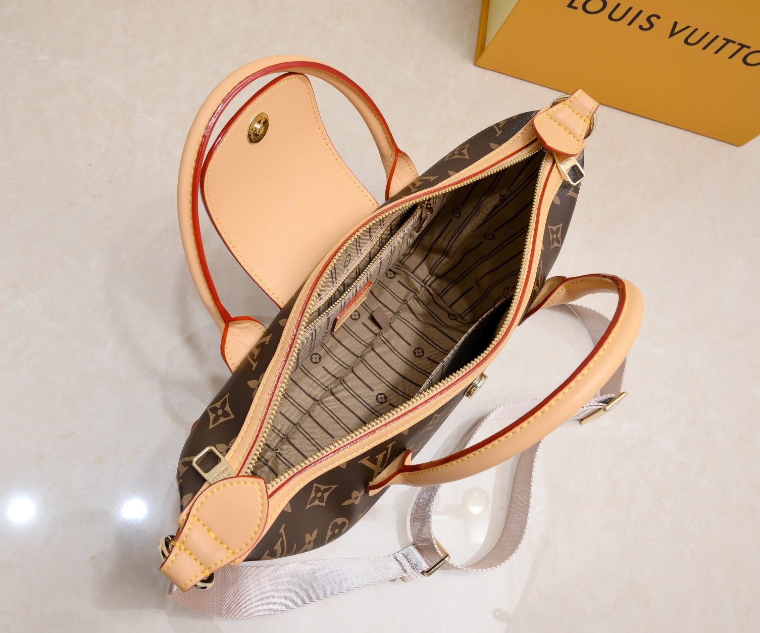 Louis Vuitton Tote Bag Monogram Canvas Beige 26Cm