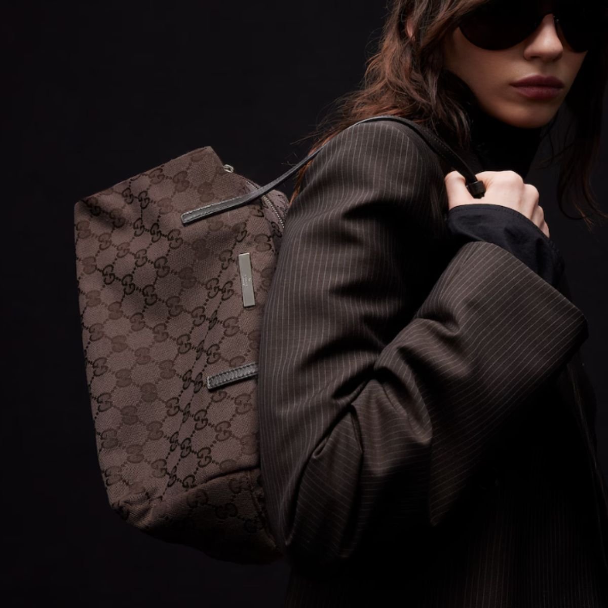 Gucci Melrose Medium Boston Bag 29cm/11.4in Dark Brown GG Canvas 875228