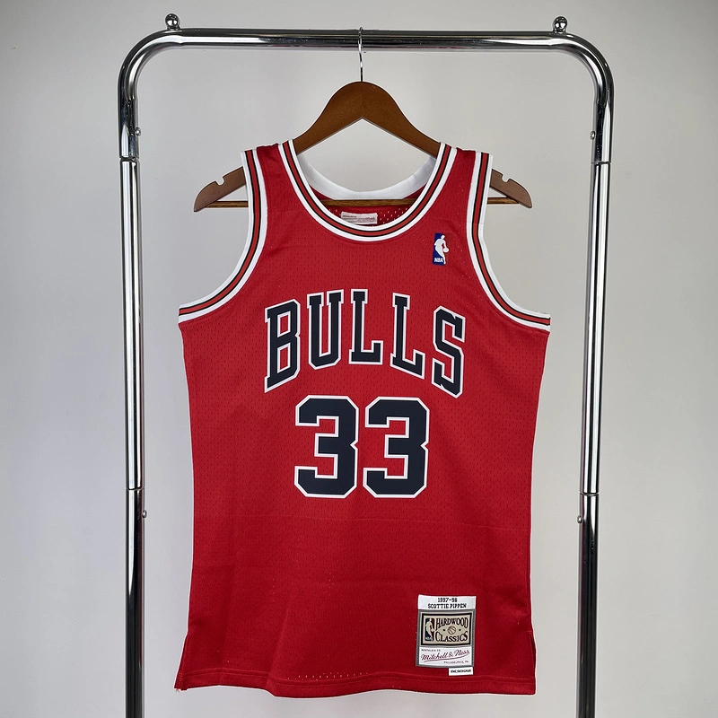 1997-98 NBA Chicago Bulls 33 PIPPEN Red Basketball Jersey