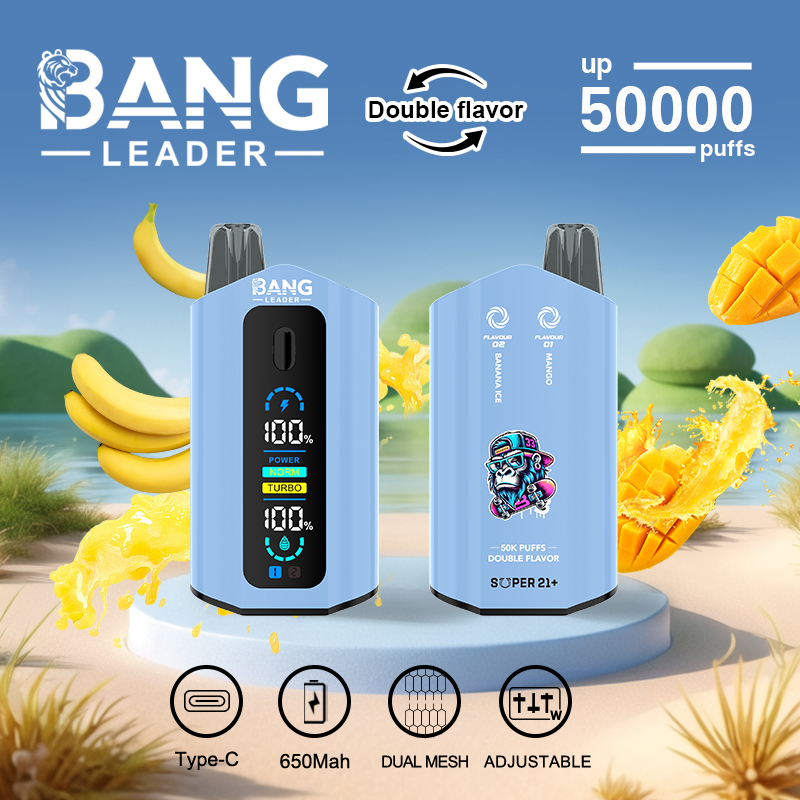 Bang Leader 50K Puffs 2-in-1 Prefilled Vape | Dual Flavor, Adjustable Wattage,  Rechargeable