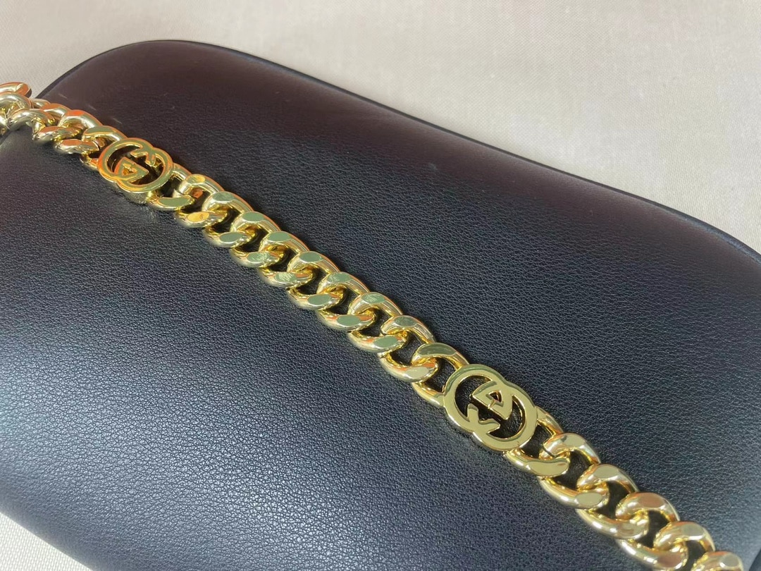 Gucci Blondie Shoulder Bag Black Leather 28Cm 699268 Uxx0G 1000