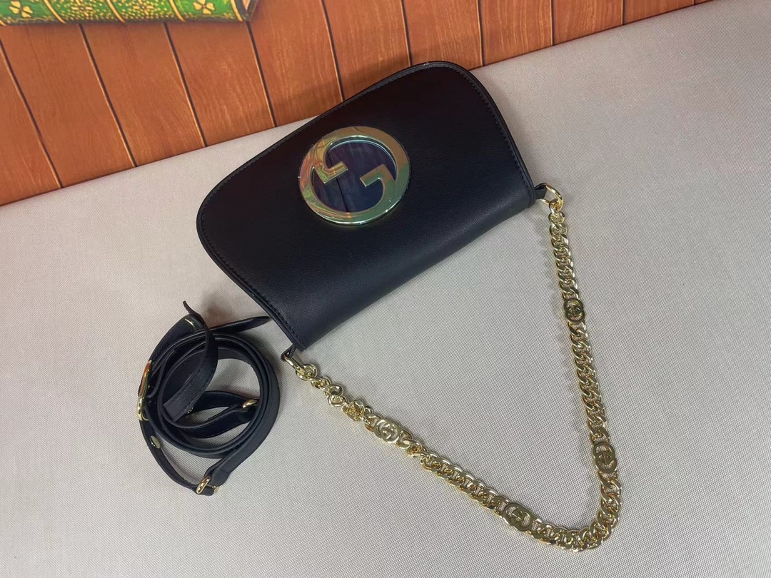 Gucci Blondie Shoulder Bag Black Leather 28Cm 699268 Uxx0G 1000