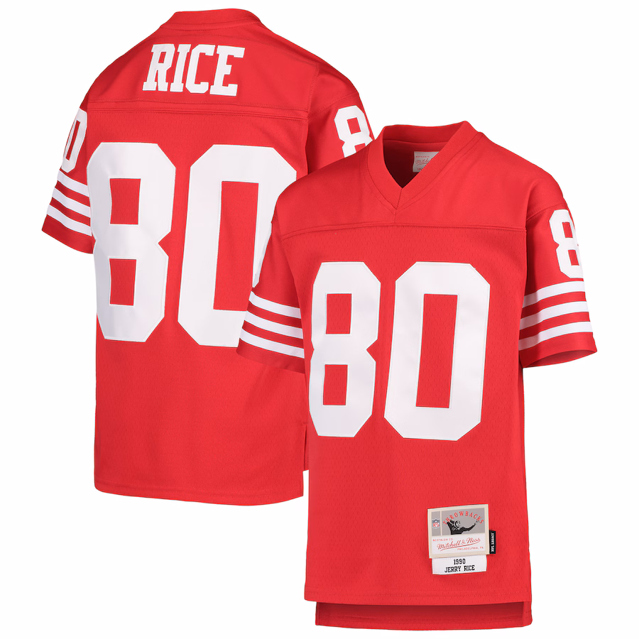 Factory Jerry Rice San Francisco 49ers Mitchell & Ness Youth 1990 Legacy Retired Player Jersey - Scarlet
