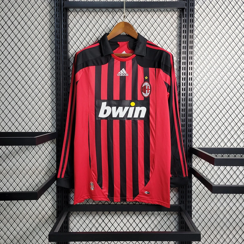 Retro 2007-08 AC Milan Home Long Sleeve RONALDO KAKA  SHEVCHENKO NESTA MALDINI  Football jersey retro