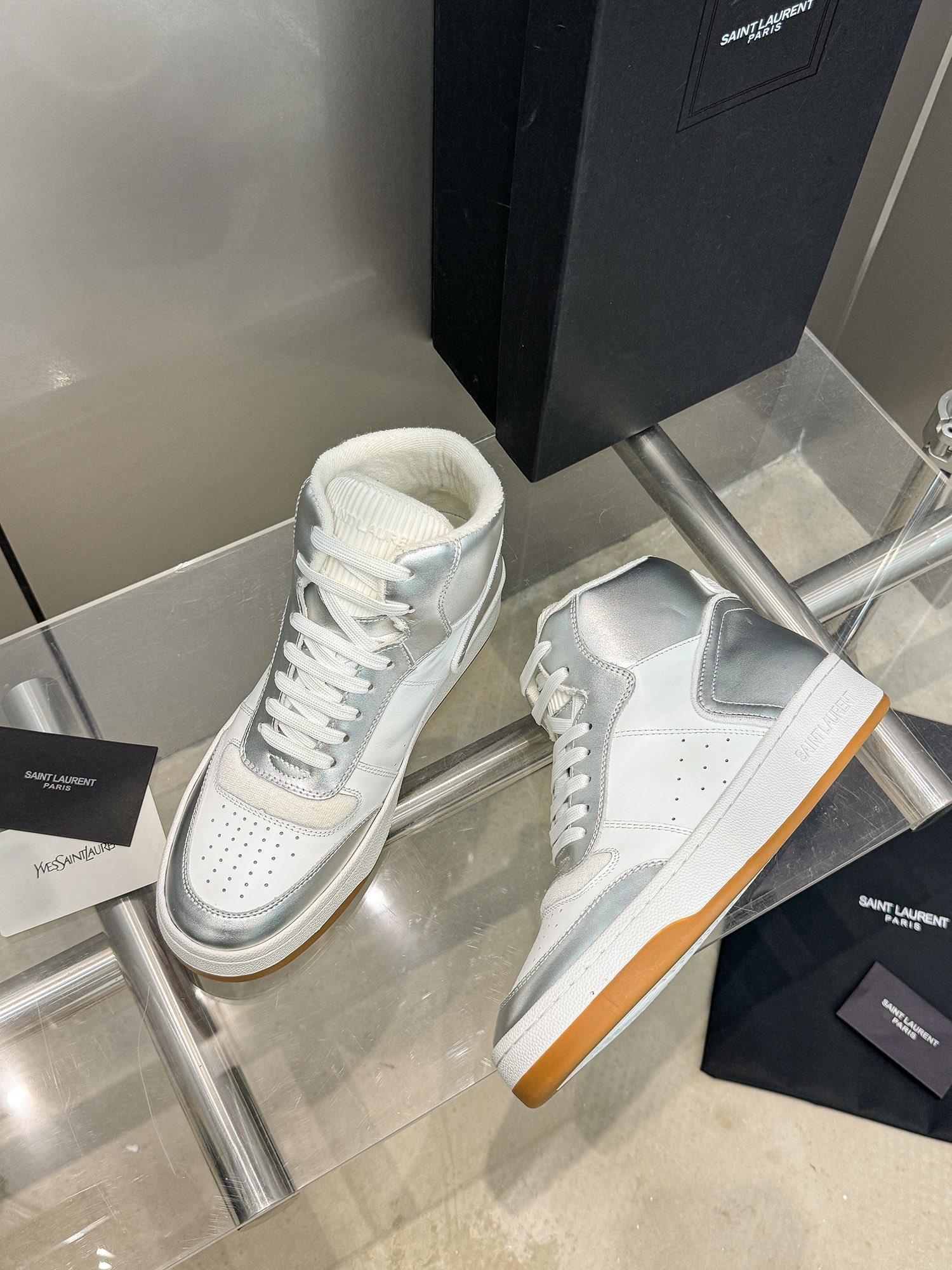YSL Leather High Top Sneakers