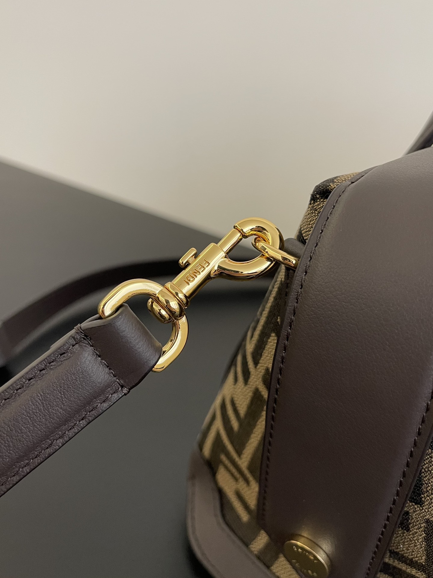 Fendi Boston 365 Brown Ff Jacquard Fabric Bag 27.5 Cm