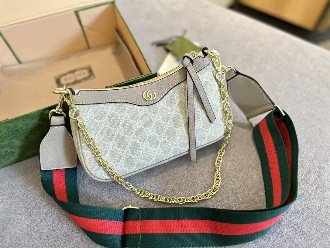 Gucci Ophidia Small Shoulder Bag Beige And White 25Cm 735132 Uulag 9682