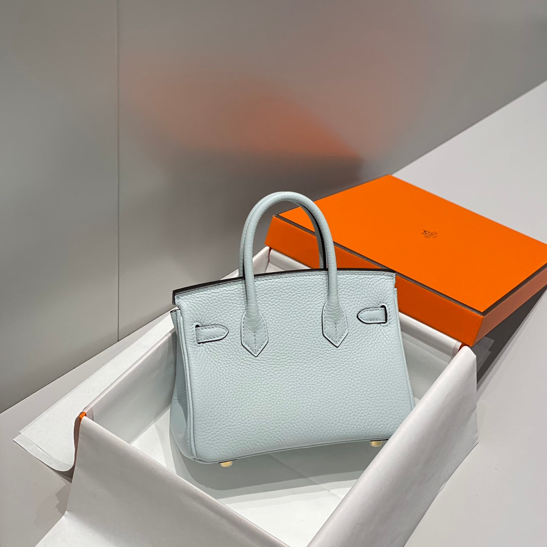 Hermes Birkin 20Cm Blue Pale Togo Leather Gold Hardware