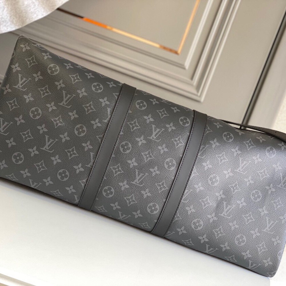 Louis Vuitton Keepall Bandoulière 50 Monogram Eclipse Boston Travel Bag Black 50cm M14202