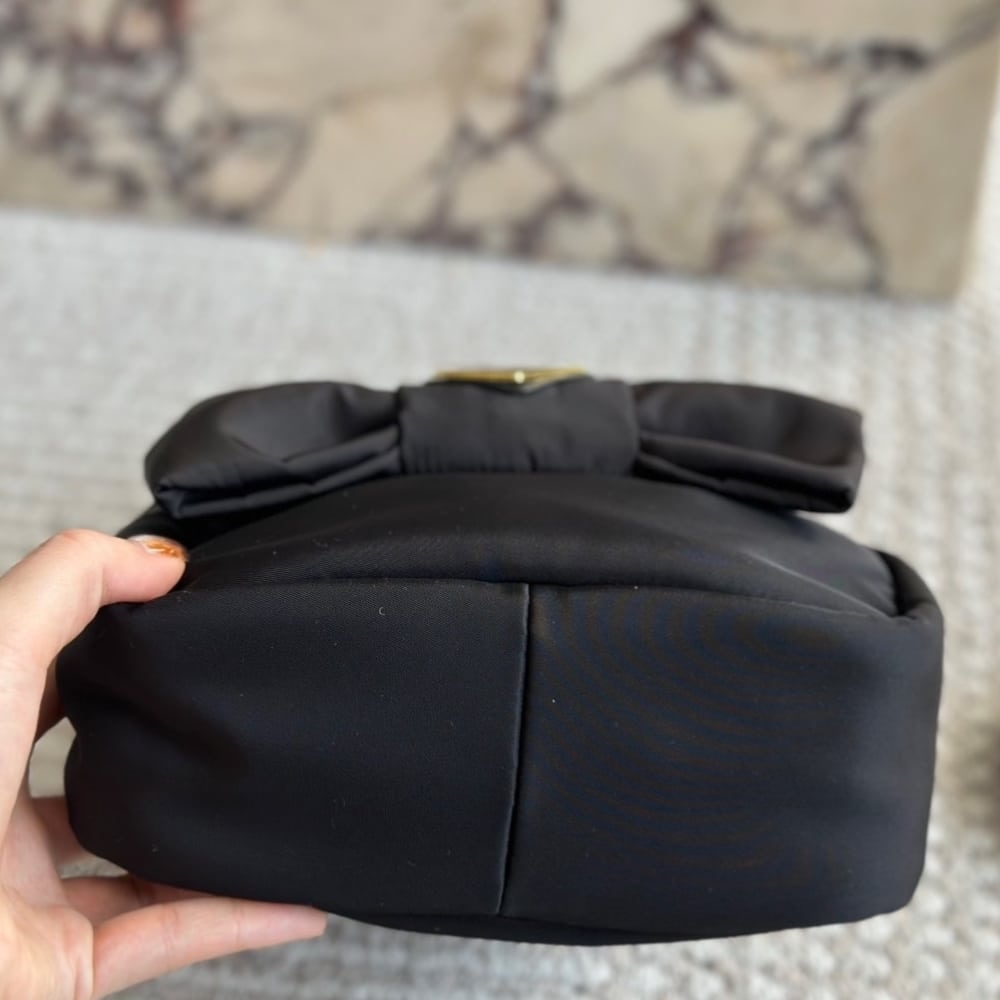 Prada Re Nylon And Nappa Leather Mini Bag With Bow Black 20Cm
