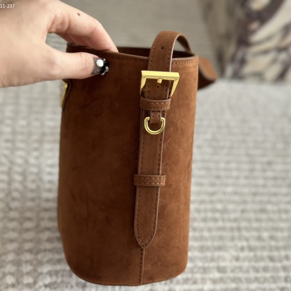 Prada Suede Mini Bucket Bag Cinnamon 18Cm