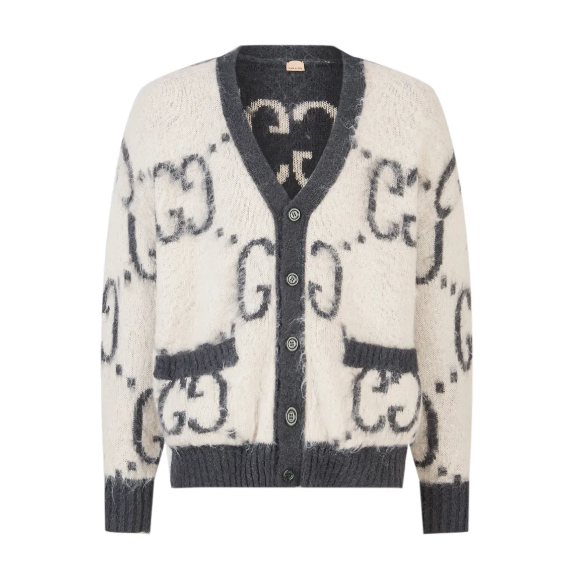 GUCCI Jacquard Mohair Reversible Cardigan