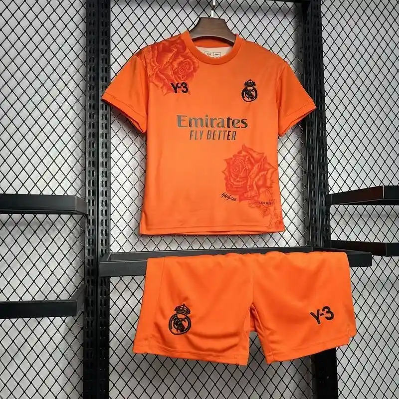 2024/2025 Kids Size Real Madrid Orange Y-3 Special Edition Football Shirt 1:1 Thai Quality