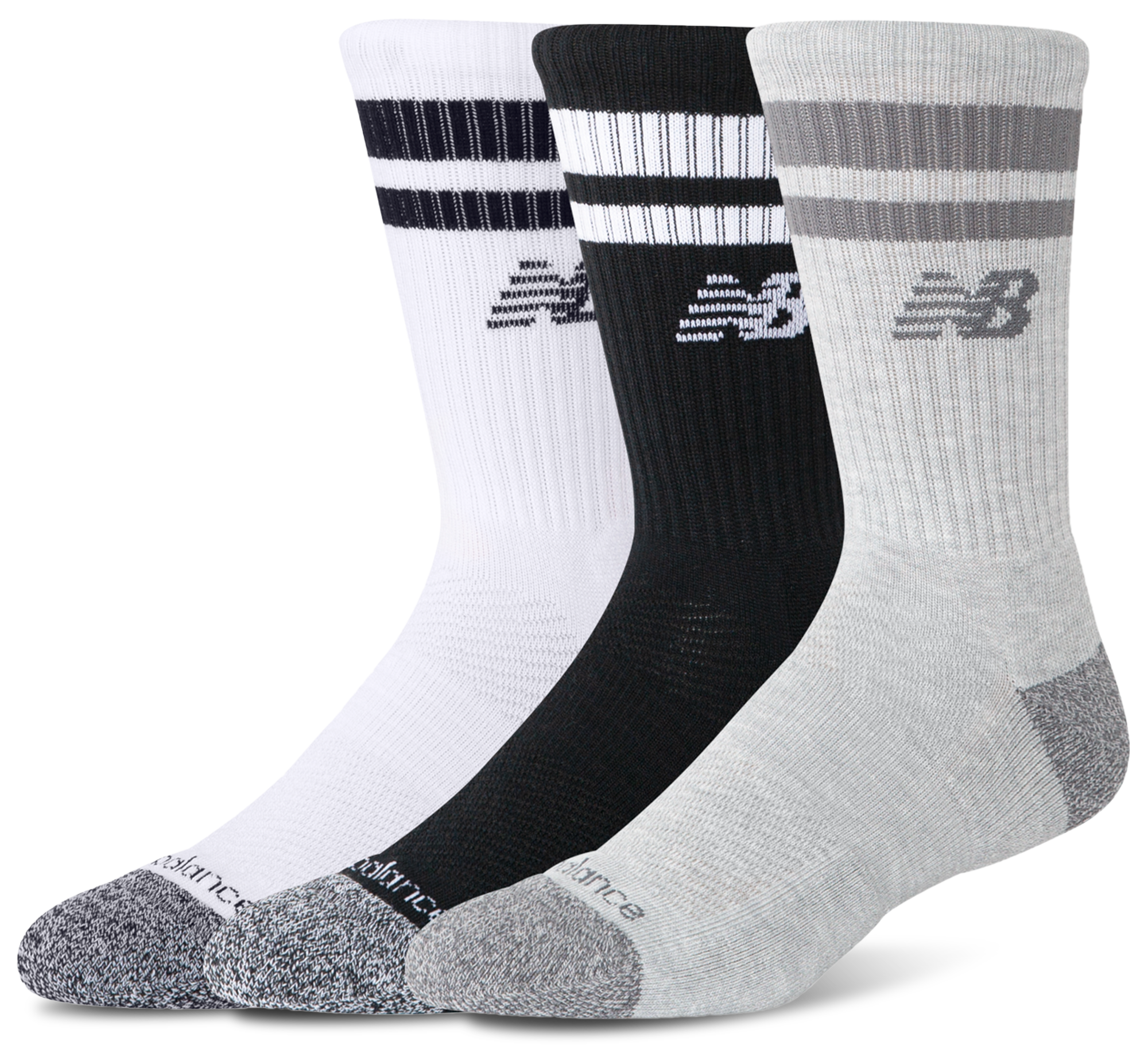 New Balance Cushion 3 Stripes Crew Socks 3 Pack
