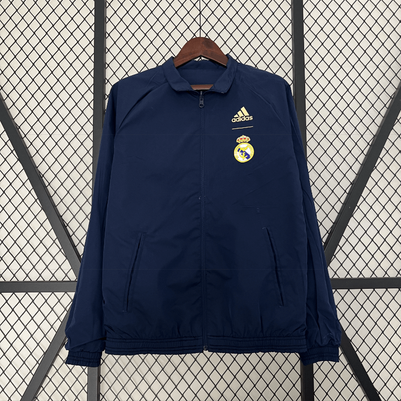 2024/2025 Real Madrid Reversible Windbreaker Black-Black and Purple Soccer Jersey 1:1 Thai Quality