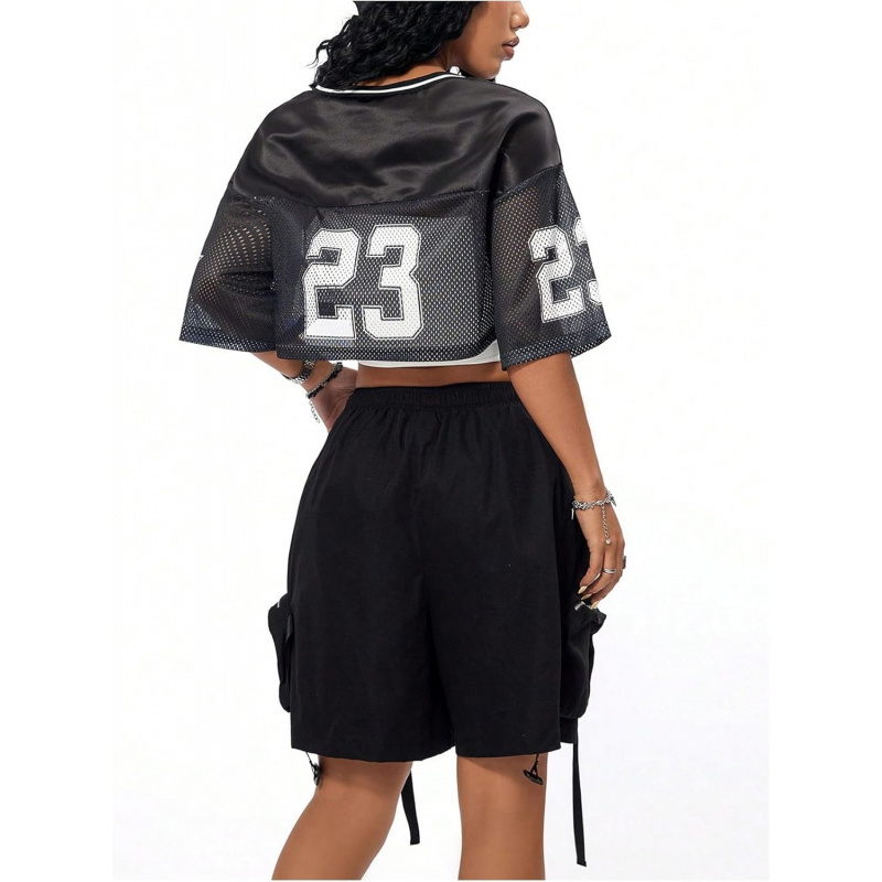 Women's Jersey Shirts Hip Hop V Neck Short
