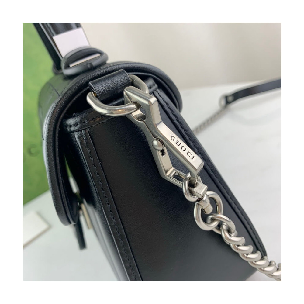 Gucci GG Marmont Black Matelasse Leather Mini Top Handle Bag