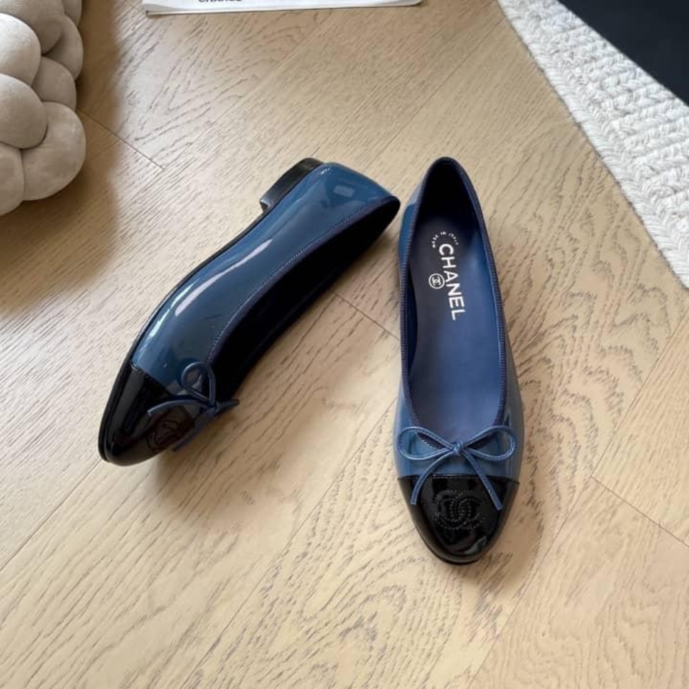 Chanel Ballet Flats Navy Blue G02819 B19028 Nacis