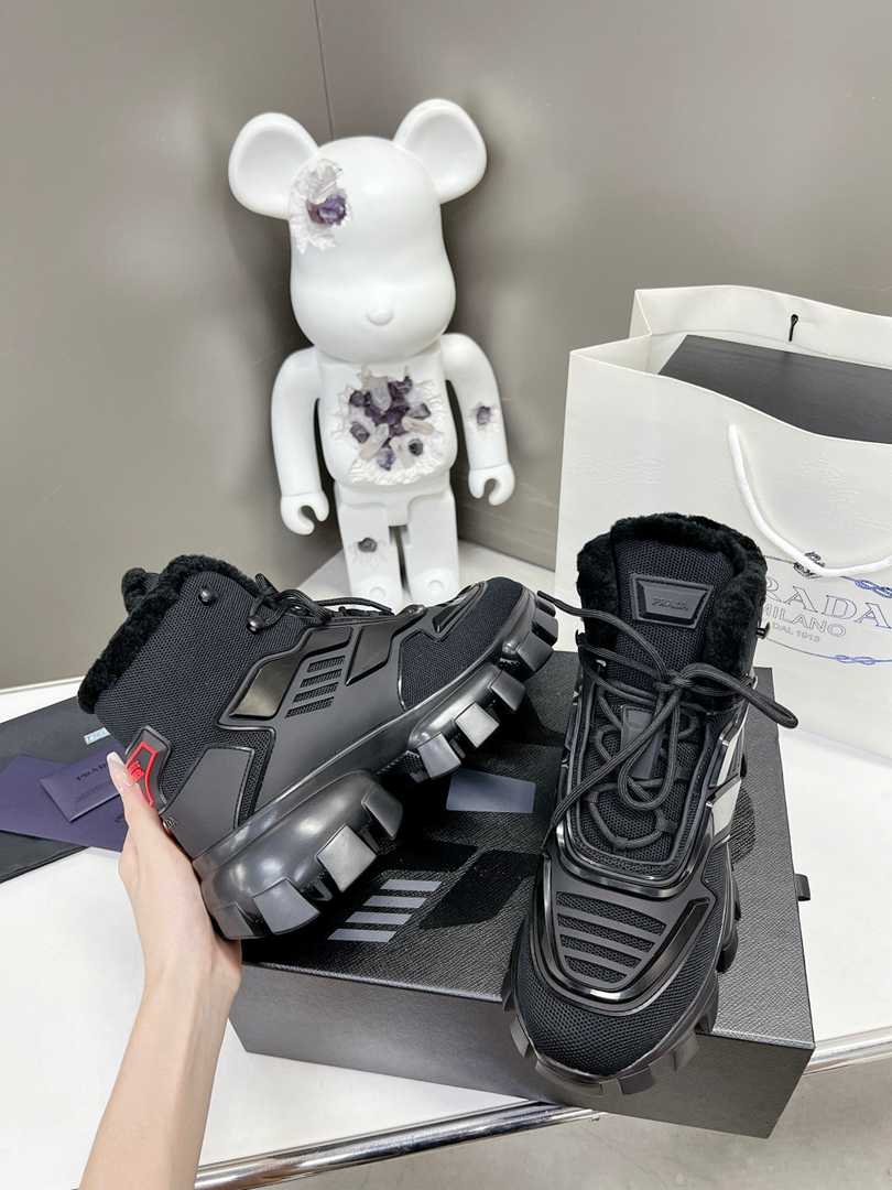 Prada Cloudbust Thunder High Top Sneakers Black