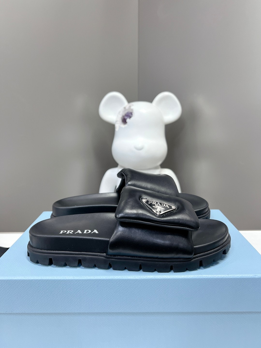 Prada Soft Padded Nappa Leather Slides Black 1Xx6482Dl8F0002F020