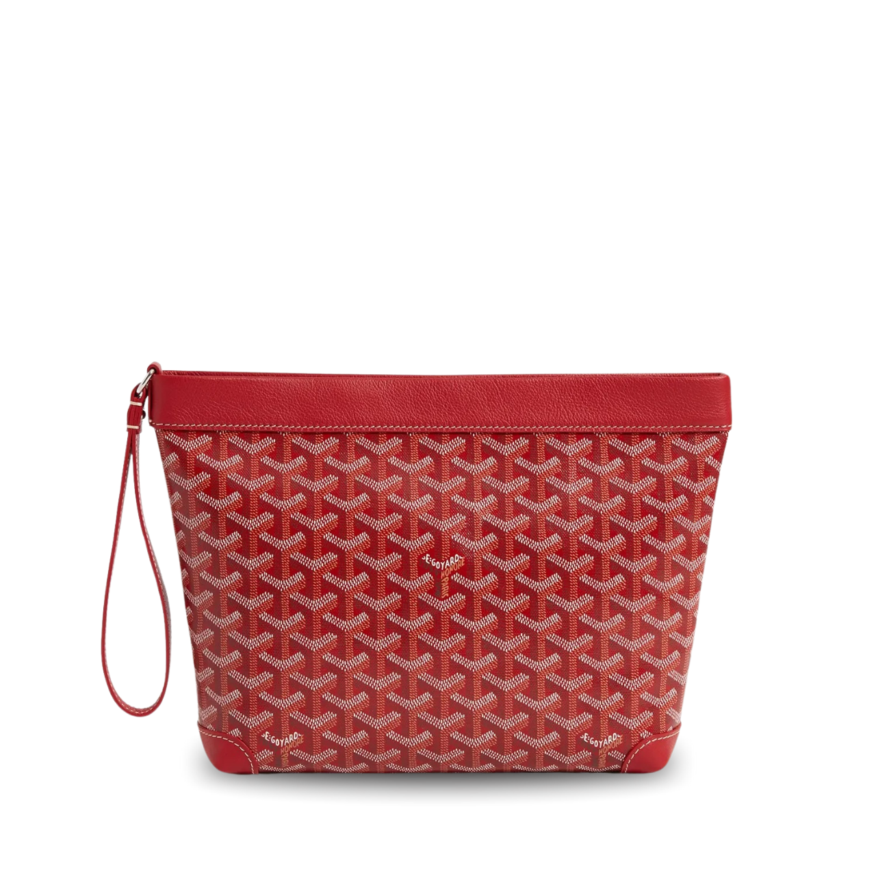 Goyard Conti Pouch 24cm Classic Red Lambskin And Goyardine Canvas