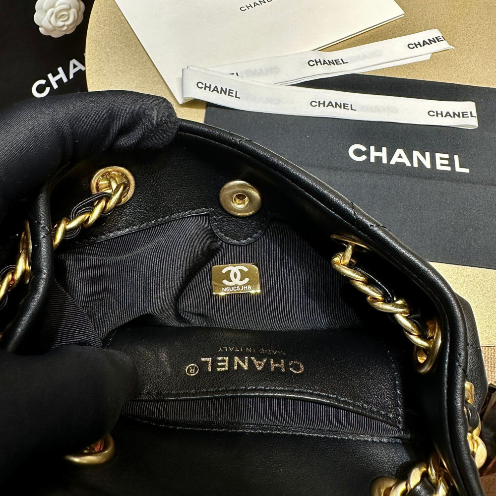 Chanel Small Backpack in Black Calfskin