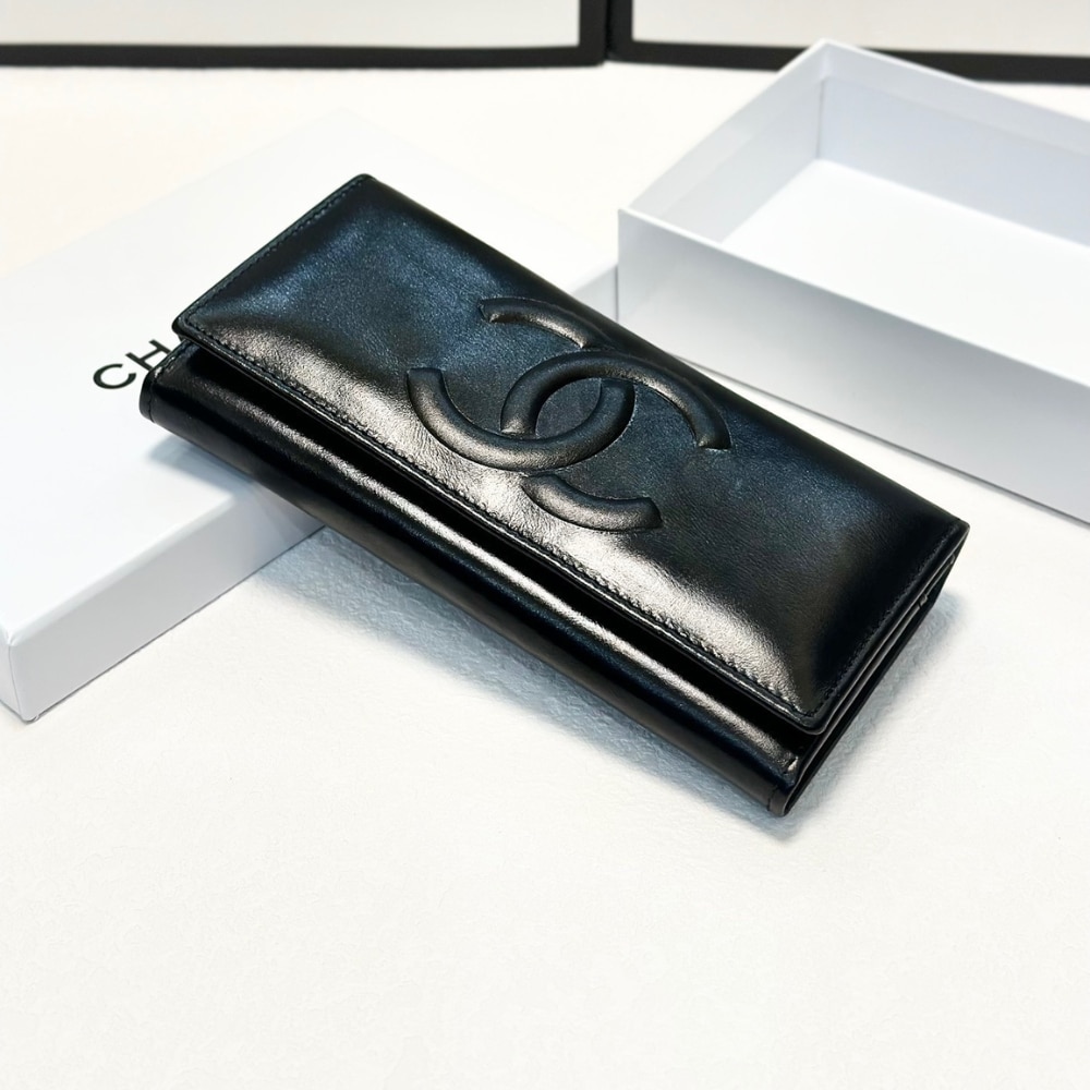 Chanel Long Wallet Black 19Cm
