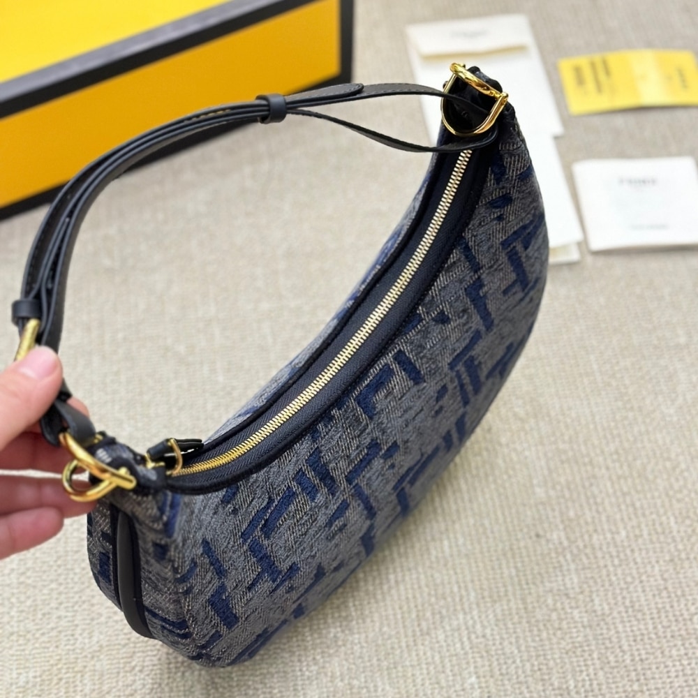 Fendi Fendigraphy Small Dark Blue Ff Chenille Bag 30Cm 8Br798Asu0F1Pqm