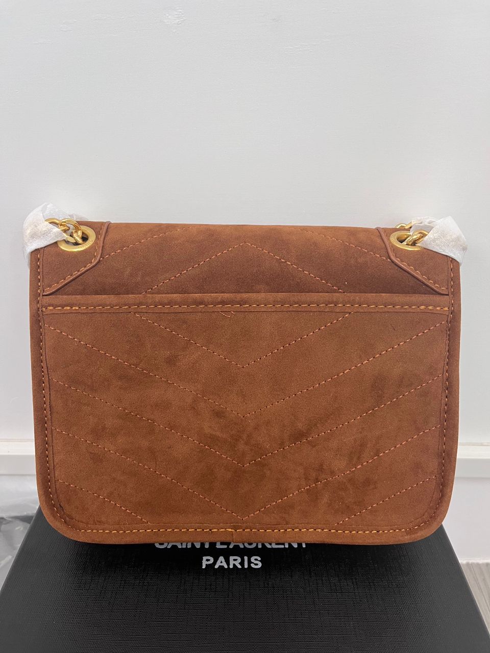 Saint Laurent Niki Baby Chain Bag In Suede Brown 6237483