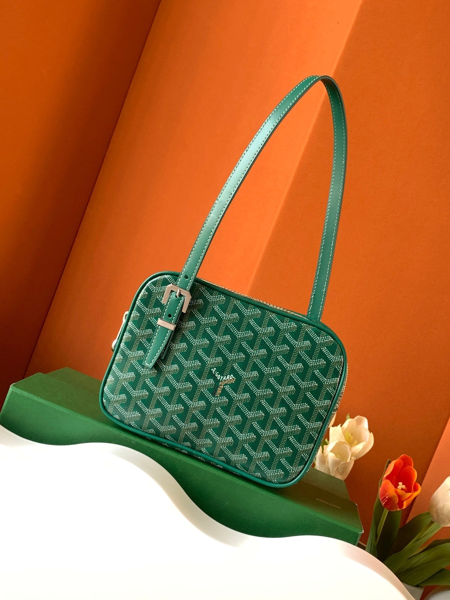 Goyard Yona Bag Coated MM 21Cm Green Canvas