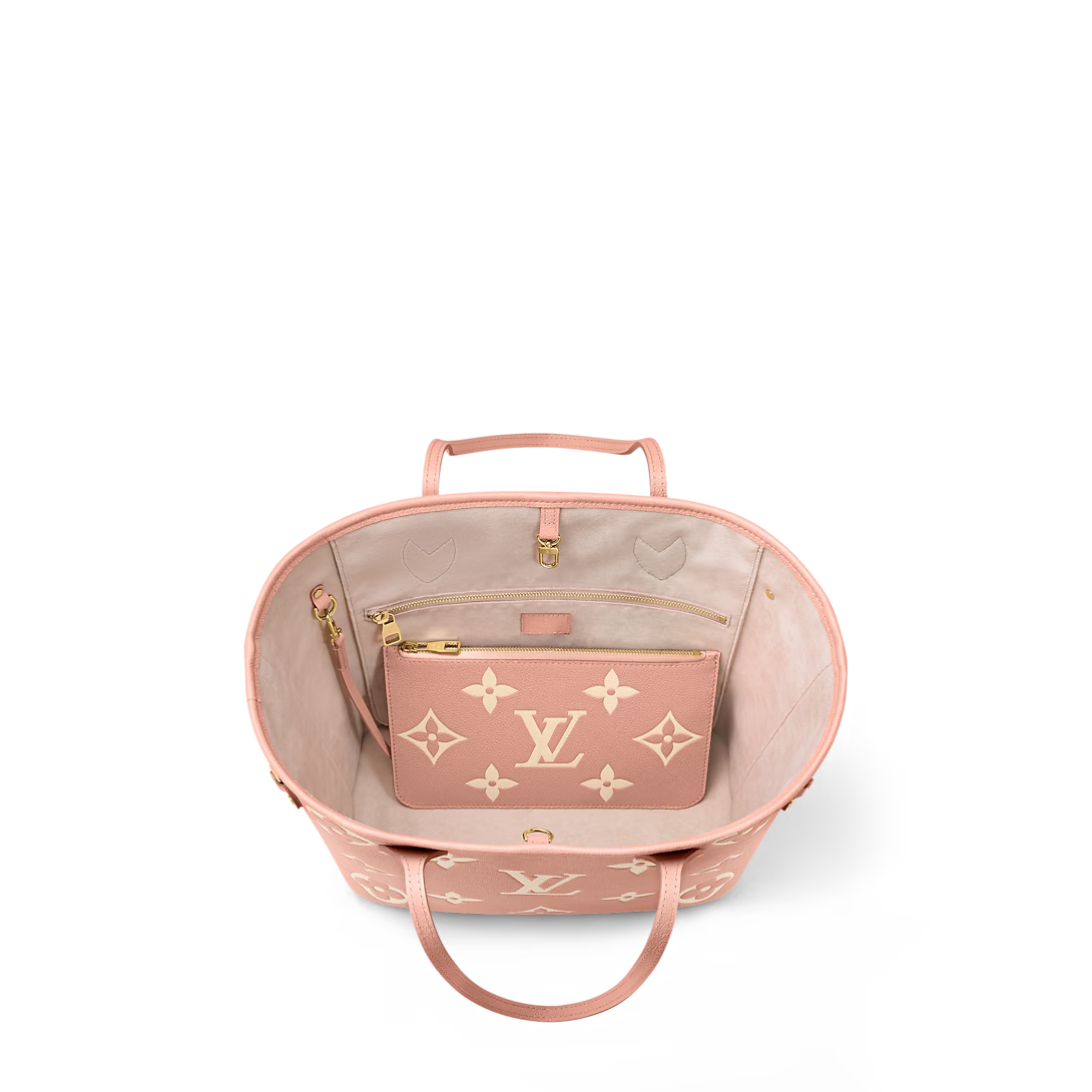 Louis Vuitton Neverfull MM Tote Bag Monogram Empreinte Trianon Pink / Cream 31cm M46329