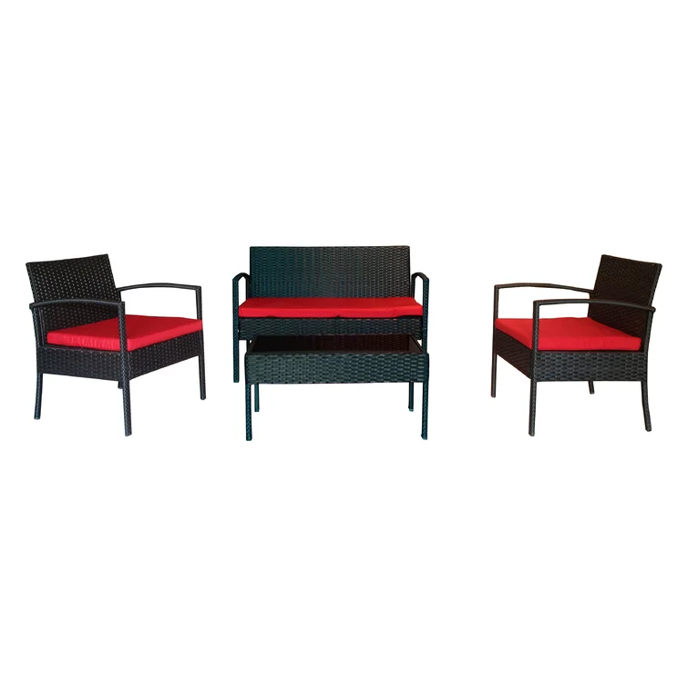 Fontana Polyethylene (PE) Wicker 4 - Person Seating Group with Cushions