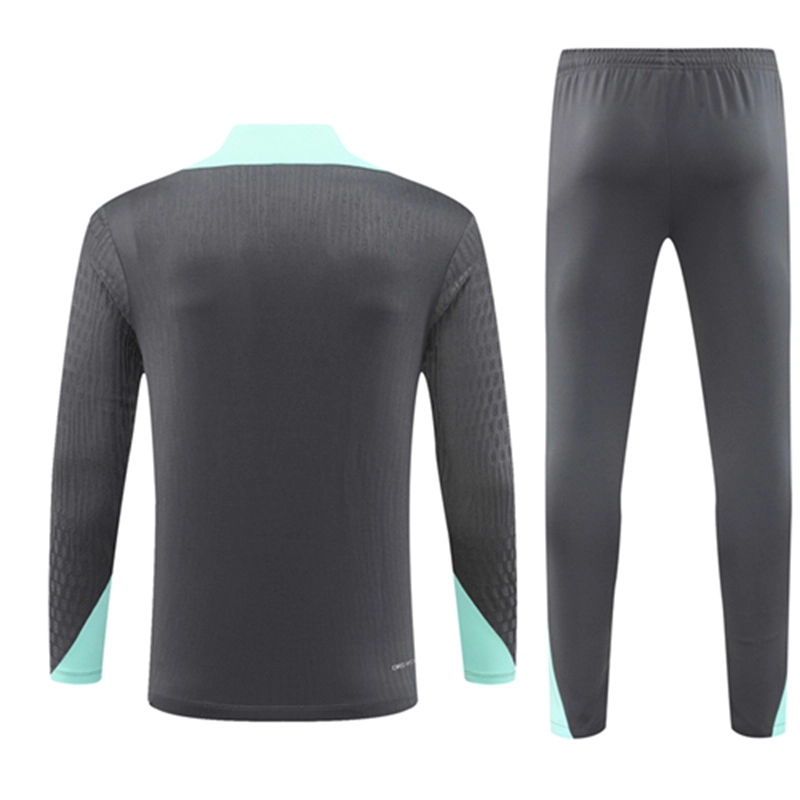 2024-25 PSG Paris dark grey with light blue Long Sleeve Training Suit