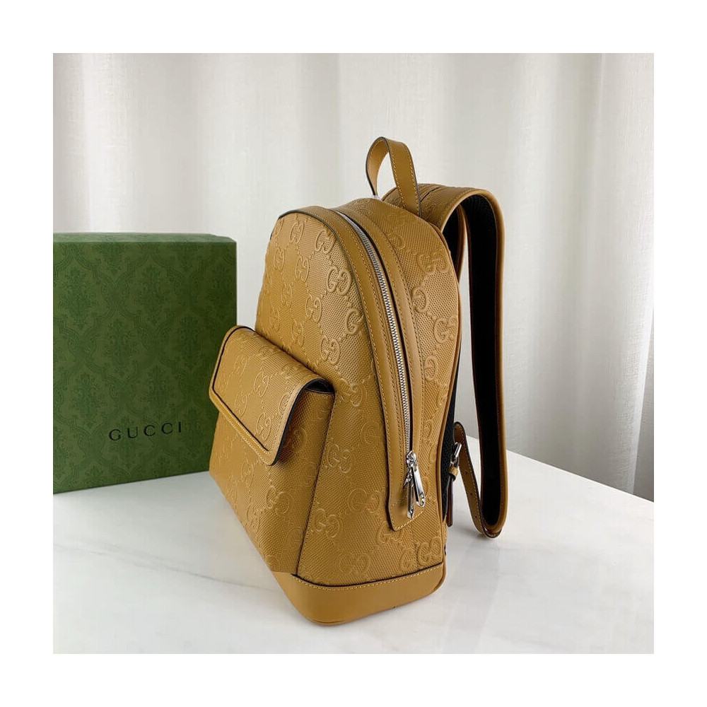 Gucci GG Embossed Backpack in Yellow Leather