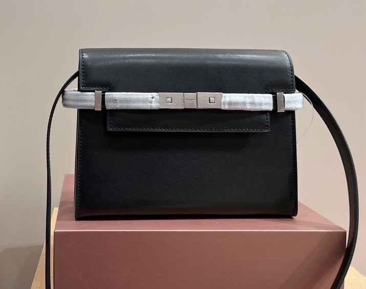 Saint Laurent Manhattan Shoulder Bag In Box Saint Laurent Leather Black Silver 25Cm