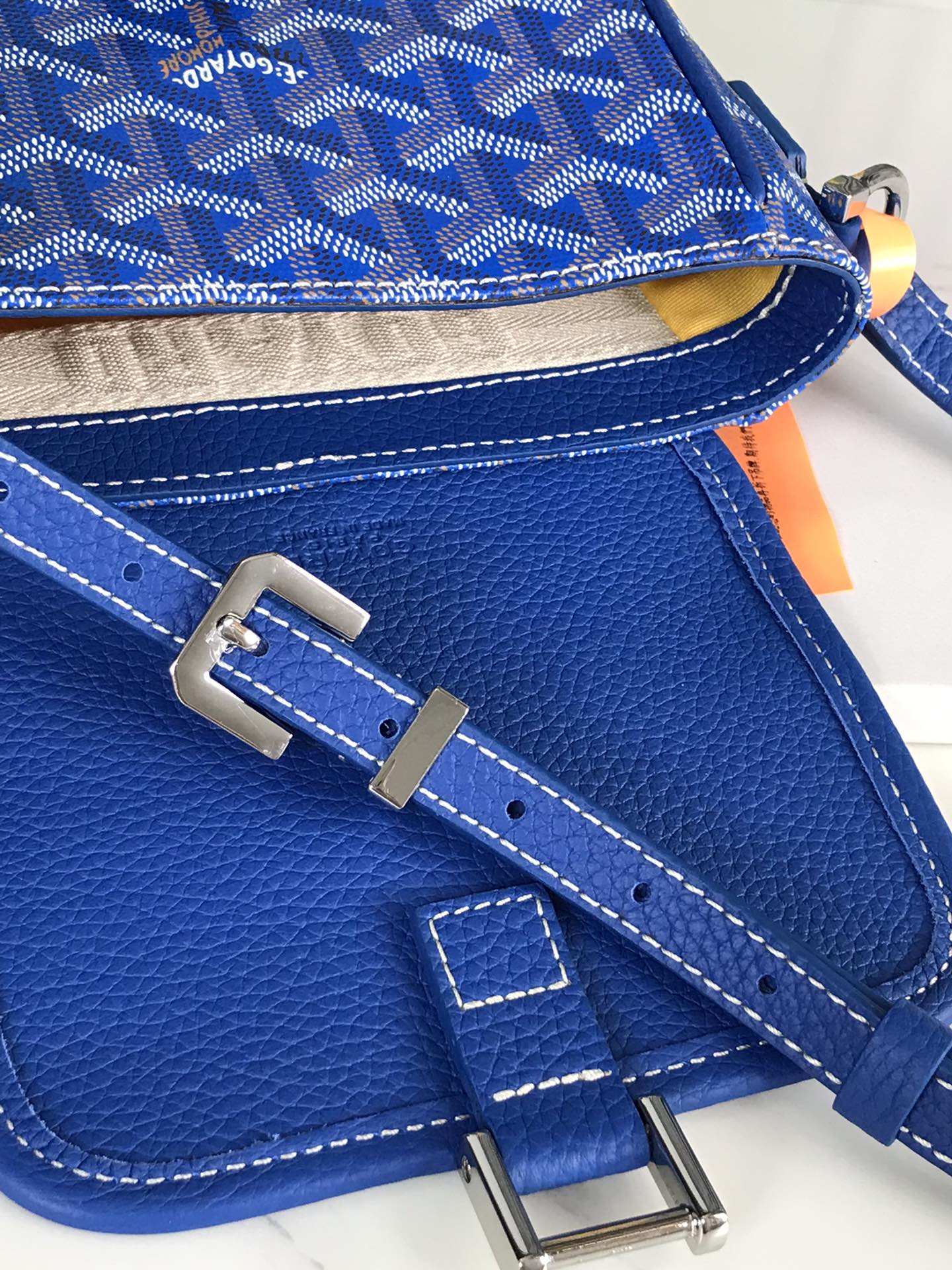 Goyard Grand Bleu 16cm Sapphire Blue Goyardine Canvas And Lambskin
