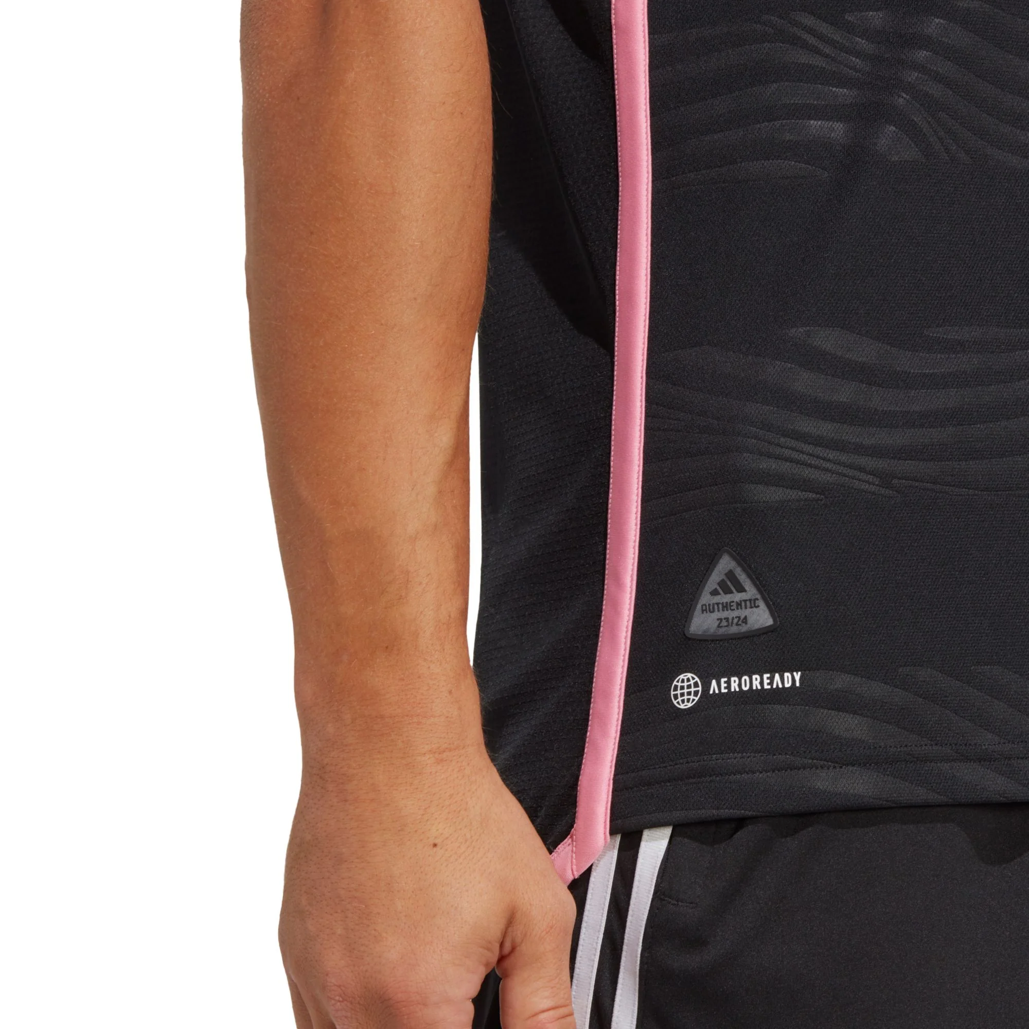 adidas Inter Miami Lionel Messi Authentic Player Version Away Jersey 23/24 w/ MLS Patches (Black/Pink)
