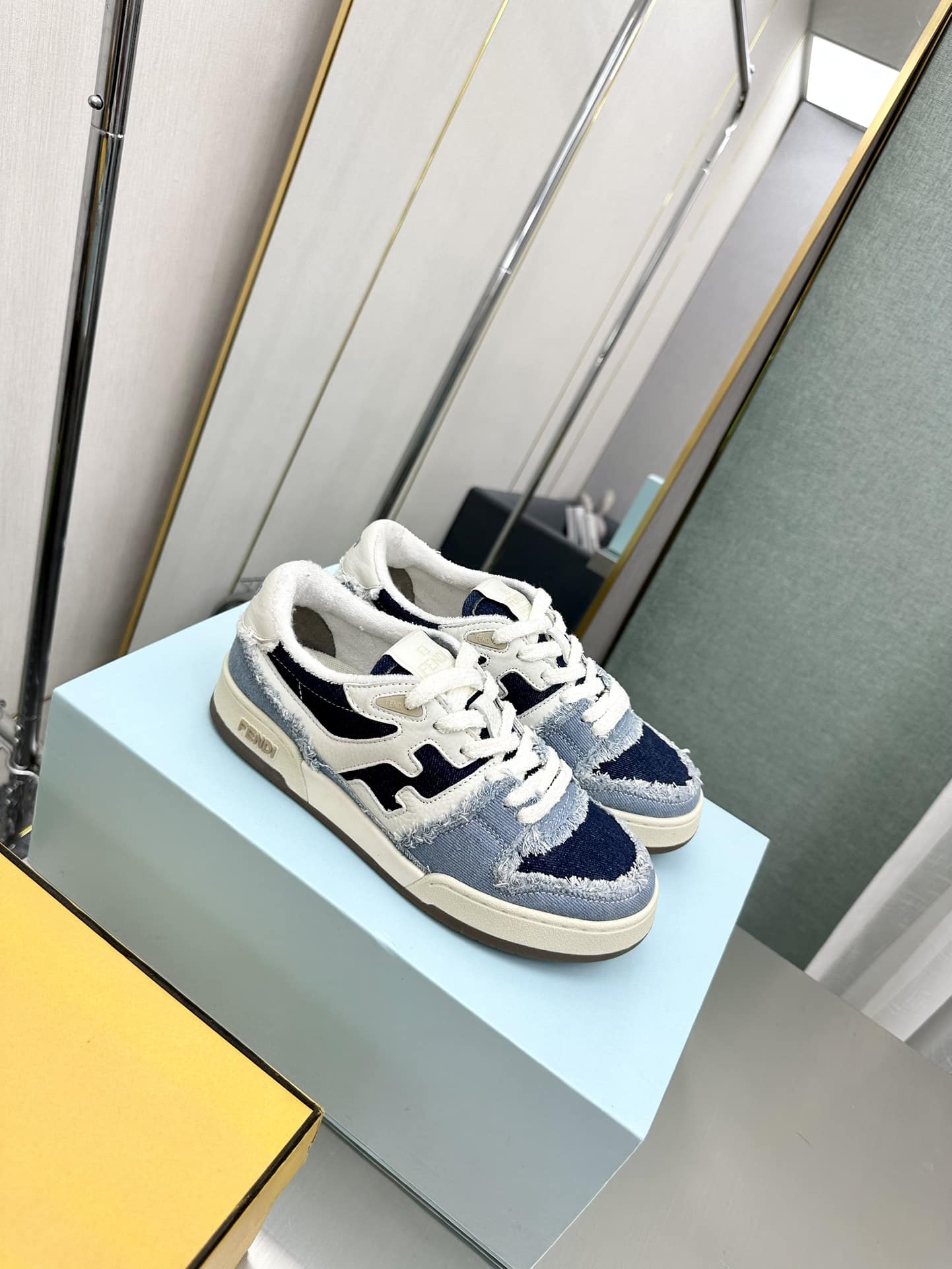 Fendi Match Suede Low Tops Denim Blue 7E1495Amf1F1Jid
