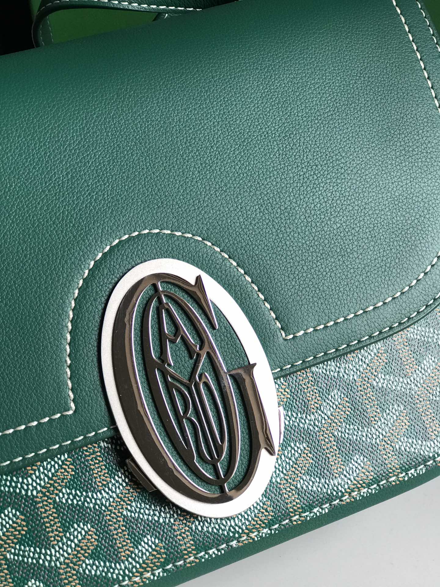 Goyard 233 Bag 25 Cm Green Calfskin And Goyardine Canvas 25cm