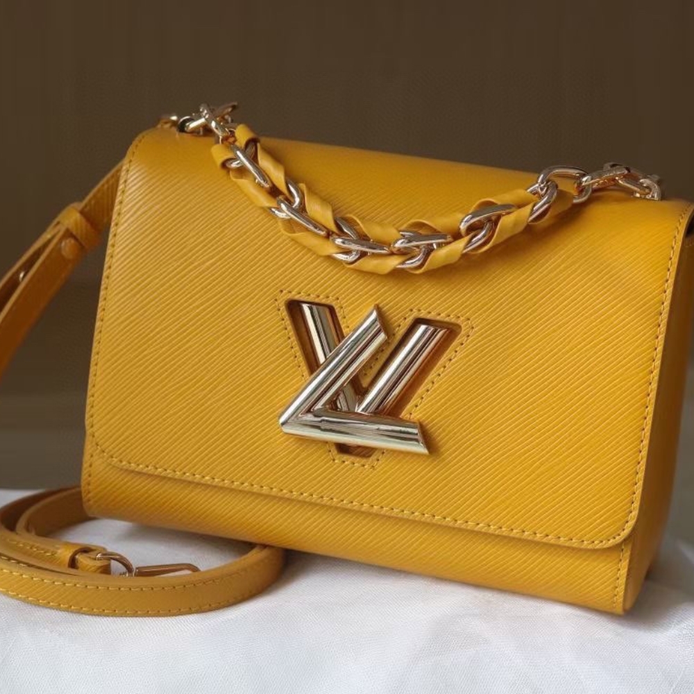 Louis Vuitton Twist Mm Cowhide Leather Handbag Sunflower Yellow 23Cm