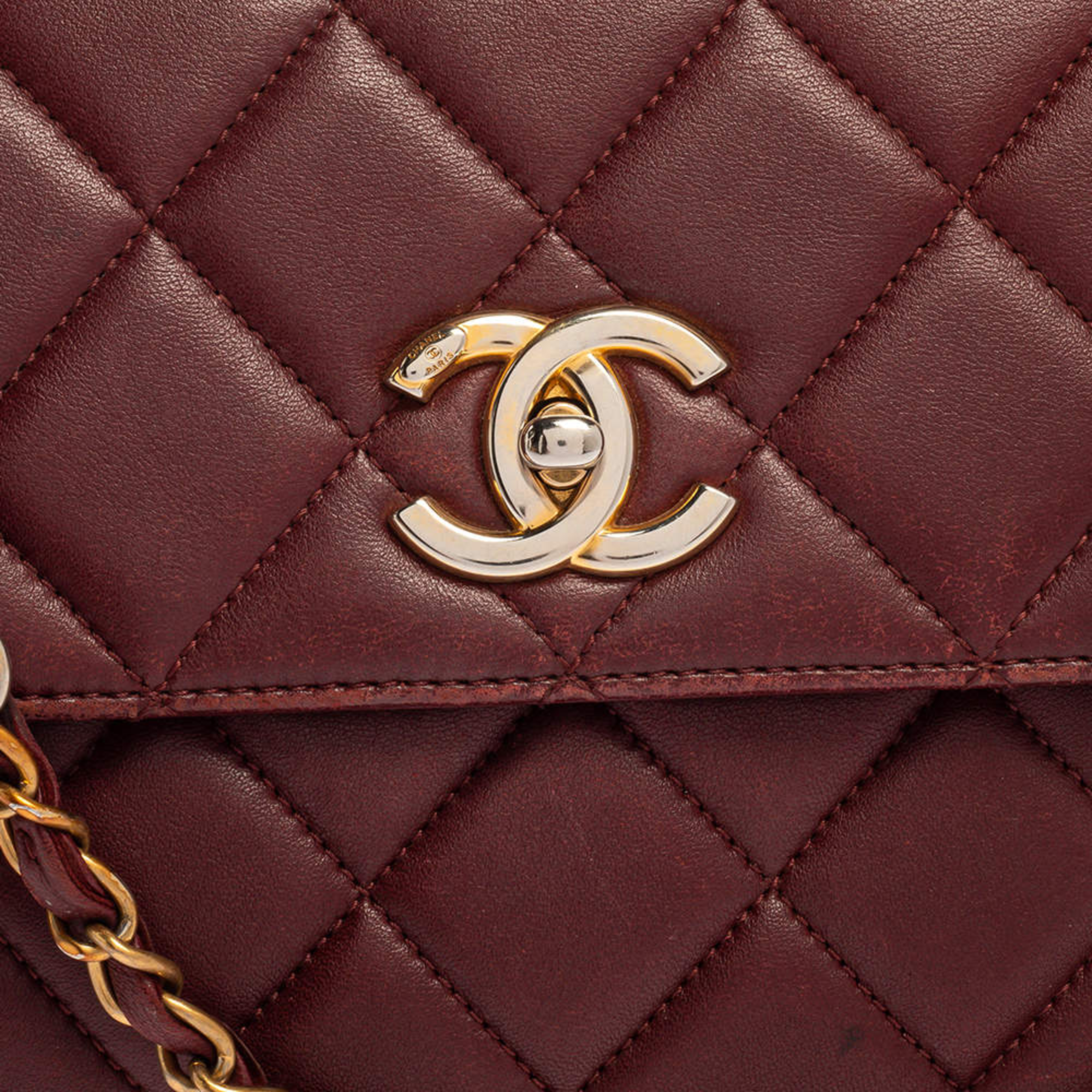 Chanel Flap Bag With Top Handle Burgundy 25Cm/9.8in