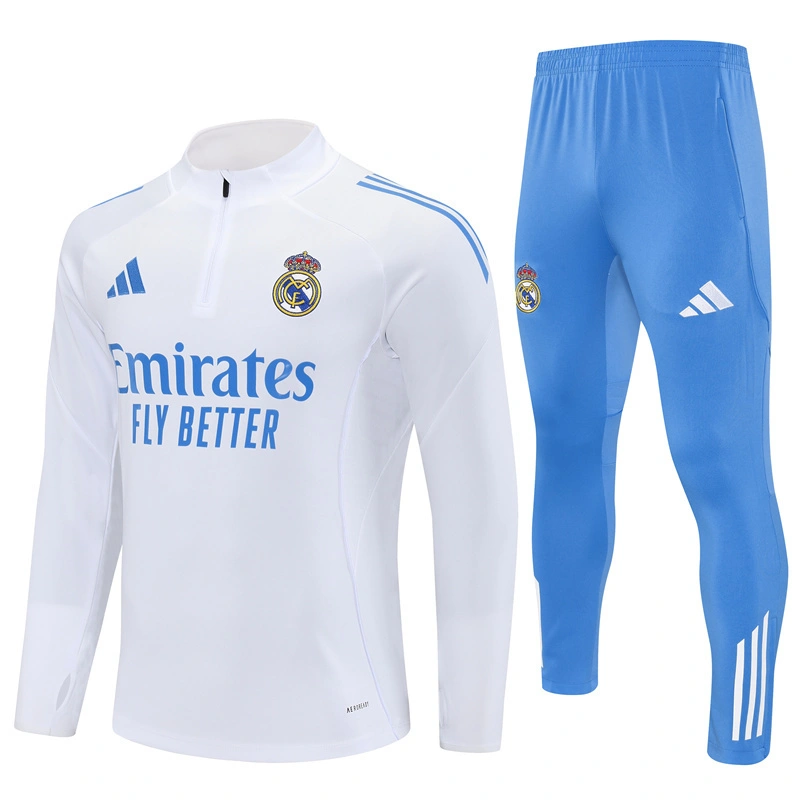2025-26 Real Madrid Half-Pull Training Suit Jersey Set